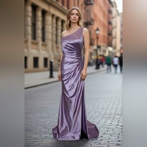 Chic One Shoulder Lavender Dress